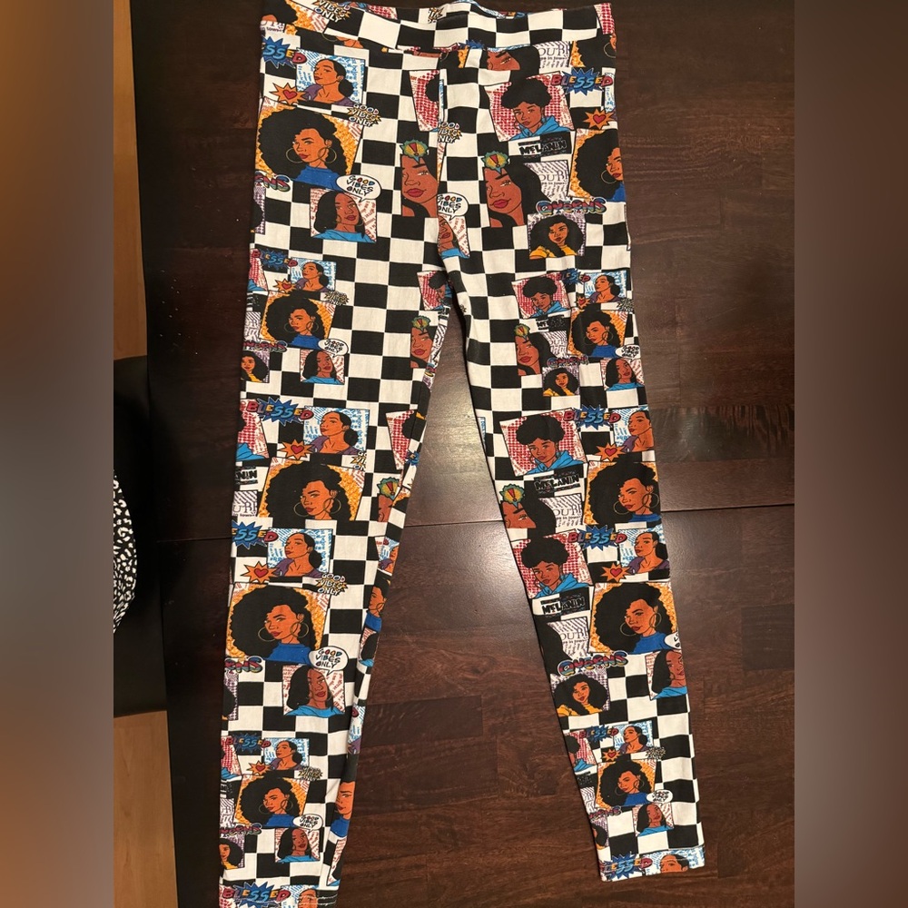 On Fire Black and White Checkerboard Leggings